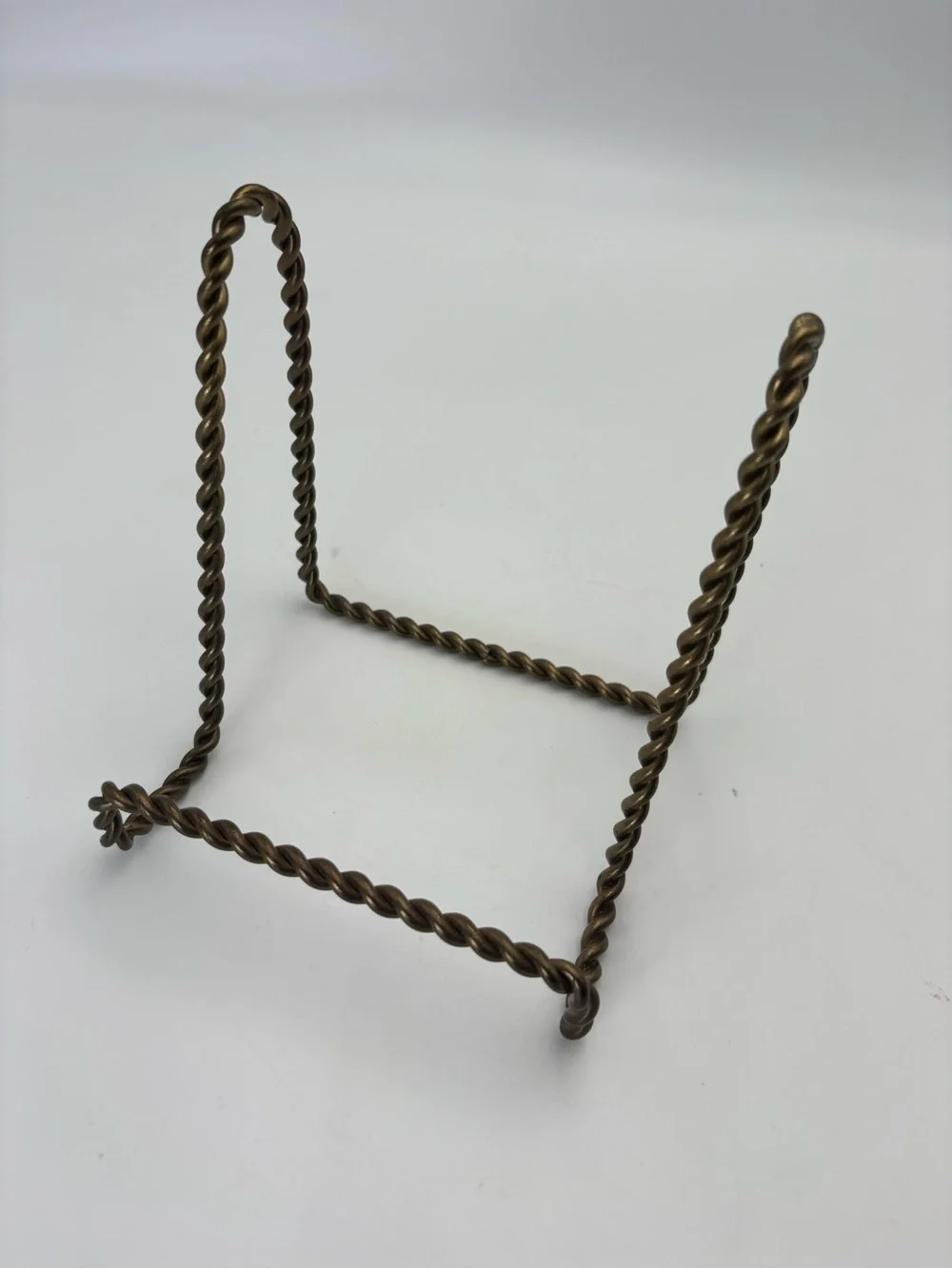 Vintage Sturdy Twisted Metal Display Stand - Brass Colored Finish